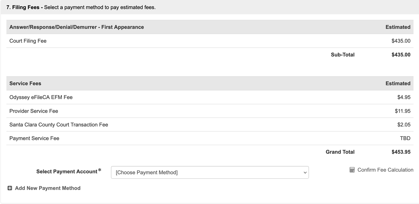Filing Fees