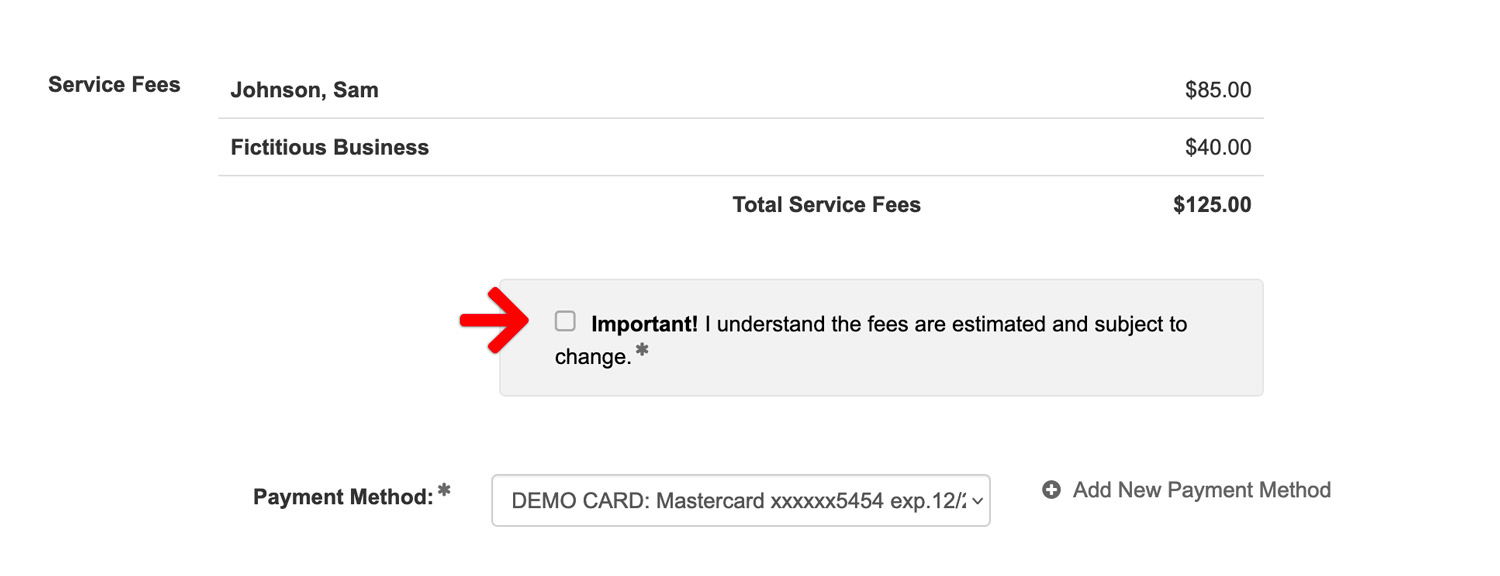 Service of Process Estimated Fees