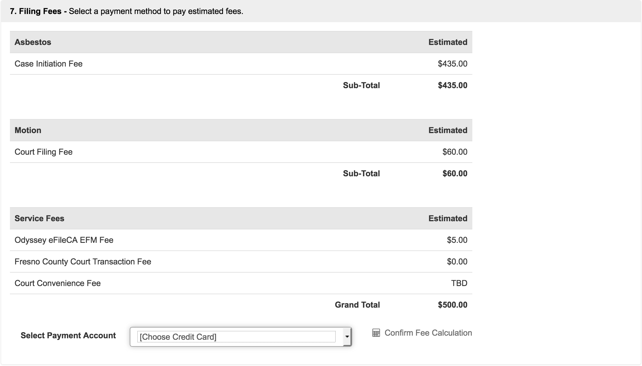 California Court E Filing Fees And EFSP Provider Service Fees Green