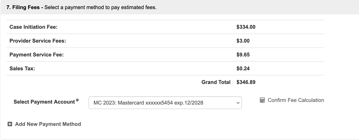 Estimated Filing Fees