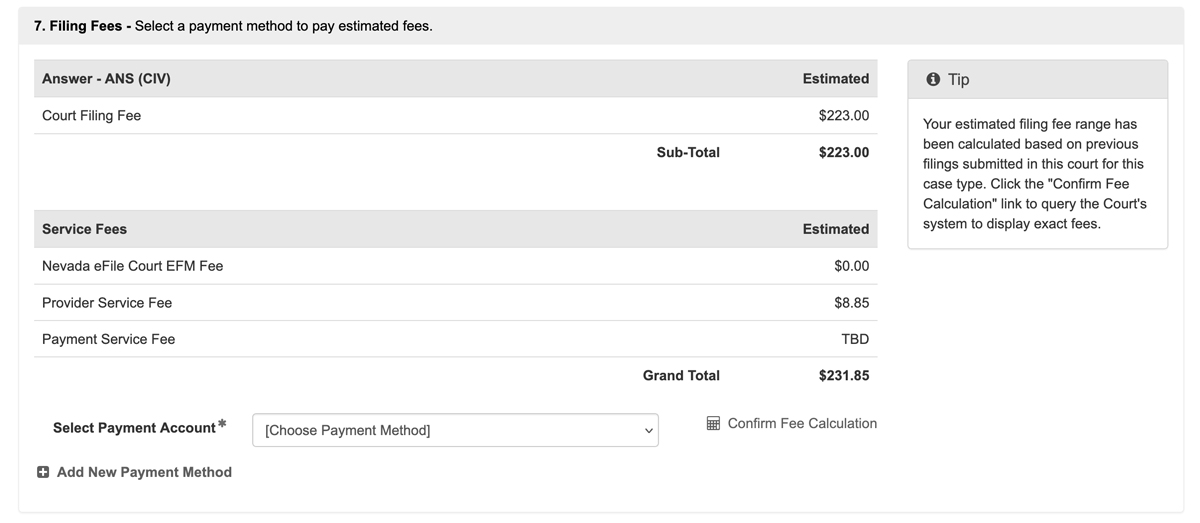 Filing Fees